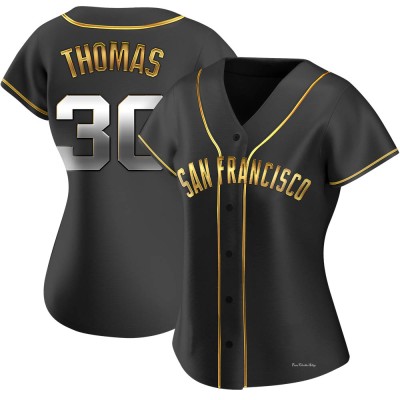 Women's Derrel Thomas San Francisco Giants Replica Black Golden Alternate Jersey