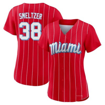 Women's Devin Smeltzer Miami Marlins Authentic Red 2021 City Connect Jersey