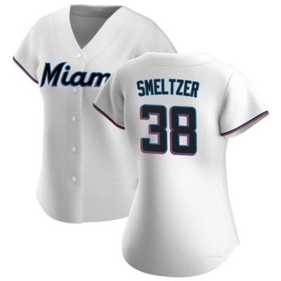 Women's Devin Smeltzer Miami Marlins Authentic White Home Jersey