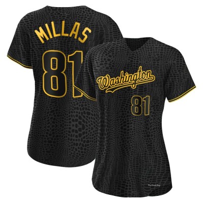 Women's Drew Millas Washington Nationals Authentic Black Snake Skin City Jersey