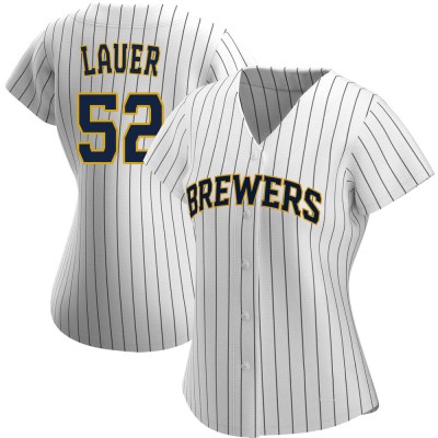 Women's Eric Lauer Milwaukee Brewers Authentic White/Navy Alternate Jersey