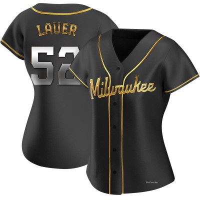 Women's Eric Lauer Milwaukee Brewers Replica Black Golden Alternate Jersey