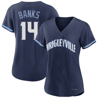 Women's Ernie Banks Chicago Cubs Authentic Navy 2021 City Connect Jersey