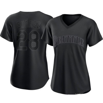 Women's Eugenio Suarez Seattle Mariners Authentic Black Pitch Fashion Jersey