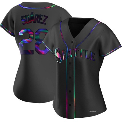 Women's Eugenio Suarez Seattle Mariners Replica Black Holographic Alternate Jersey