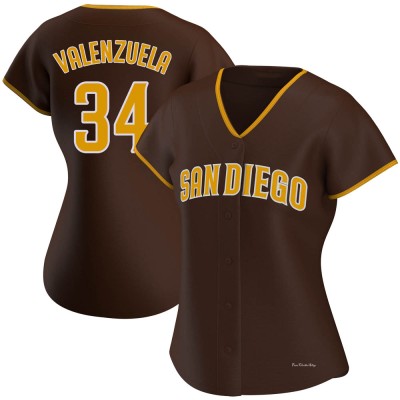 Women's Fernando Valenzuela San Diego Padres Authentic Brown Road Jersey