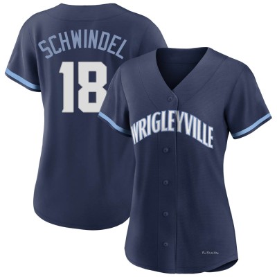 Women's Frank Schwindel Chicago Cubs Authentic Navy 2021 City Connect Jersey