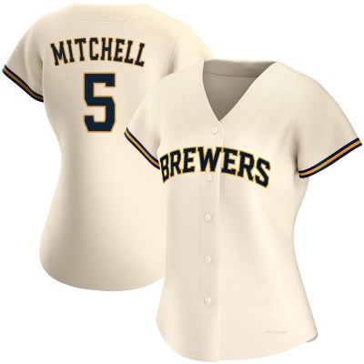 Women's Garrett Mitchell Milwaukee Brewers Authentic Cream Home Jersey