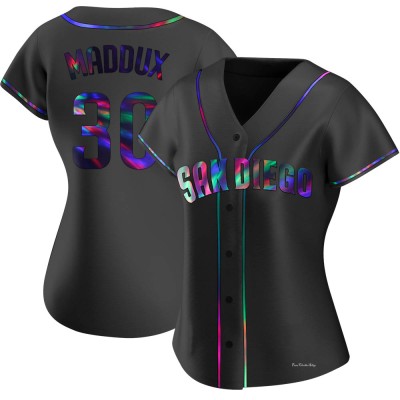 Women's Greg Maddux San Diego Padres Replica Black Holographic Alternate Jersey