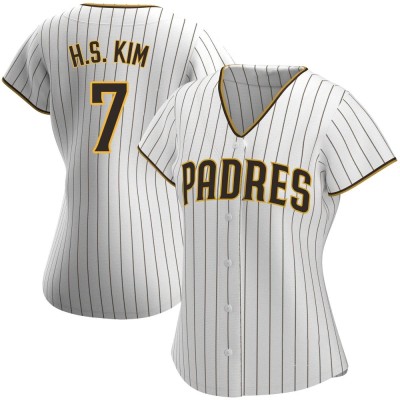 Women's Ha-Seong Kim San Diego Padres Replica White/Brown Home Jersey