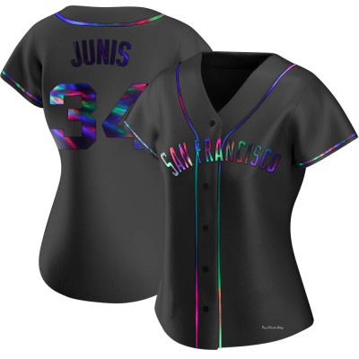 Women's Jakob Junis San Francisco Giants Replica Black Holographic Alternate Jersey