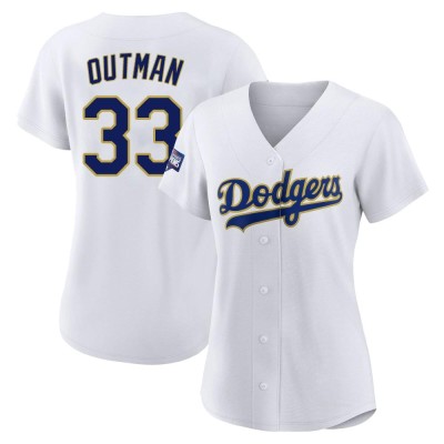 Women's James Outman Los Angeles Dodgers Authentic White/Gold 2021 Gold Program Player Jersey