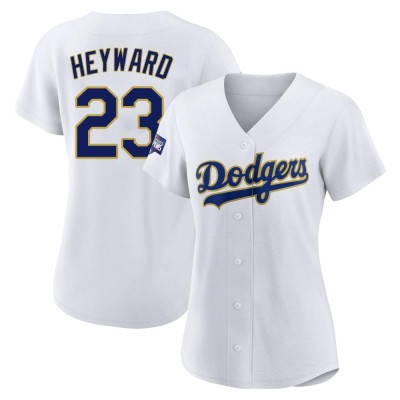 Women's Jason Heyward Los Angeles Dodgers Replica White/Gold 2021 Gold Program Player Jersey