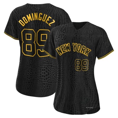 Women's Jasson Dominguez New York Yankees Authentic Black Snake Skin City Jersey