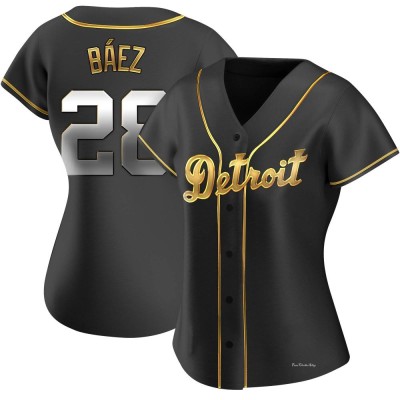 Women's Javier Baez Detroit Tigers Replica Black Golden Alternate Jersey