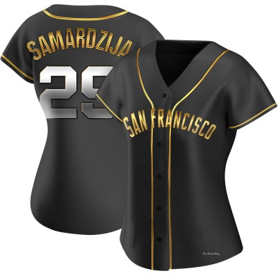 Women's Jeff Samardzija San Francisco Giants Replica Black Golden Alternate Jersey