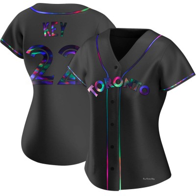 Women's Jimmy Key Toronto Blue Jays Replica Black Holographic Alternate Jersey