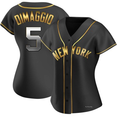 Women's Joe DiMaggio New York Yankees Replica Black Golden Alternate Jersey