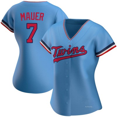 Women's Joe Mauer Minnesota Twins Authentic Light Blue Alternate Jersey