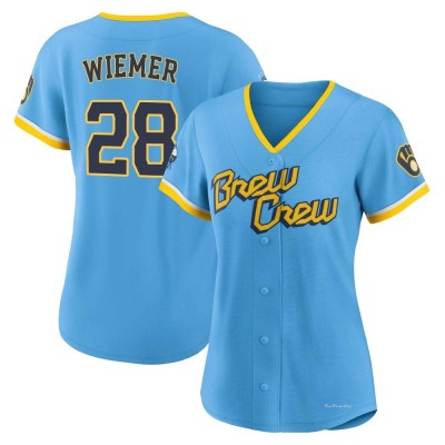 Women's Joey Wiemer Milwaukee Brewers Authentic Blue Powder 2022 City Connect Jersey