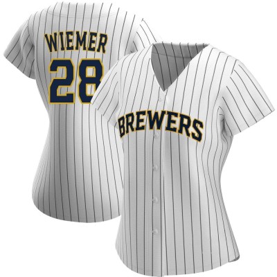 Women's Joey Wiemer Milwaukee Brewers Authentic White/Navy Alternate Jersey