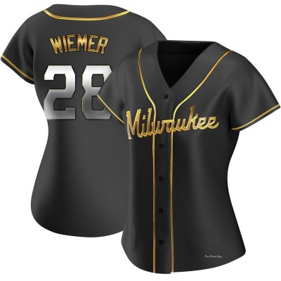 Women's Joey Wiemer Milwaukee Brewers Replica Black Golden Alternate Jersey