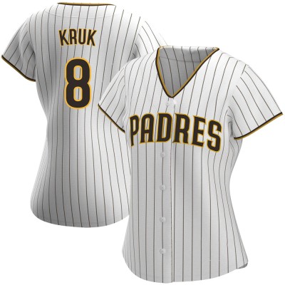 Women's John Kruk San Diego Padres Authentic White/Brown Home Jersey