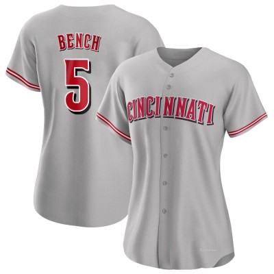 Women's Johnny Bench Cincinnati Reds Authentic Gray Road Jersey