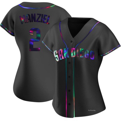 Women's Johnny Manziel San Diego Padres Replica Black Holographic Alternate Jersey