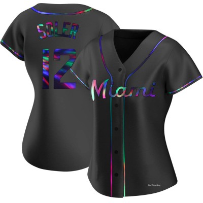 Women's Jorge Soler Miami Marlins Replica Black Holographic Alternate Jersey