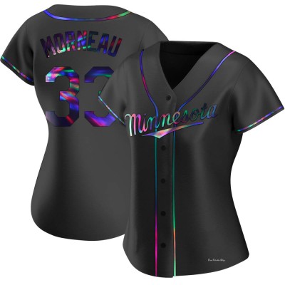 Women's Justin Morneau Minnesota Twins Replica Black Holographic Alternate Jersey