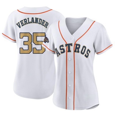 Women's Justin Verlander Houston Astros Replica Gold White 2023 Collection Jersey