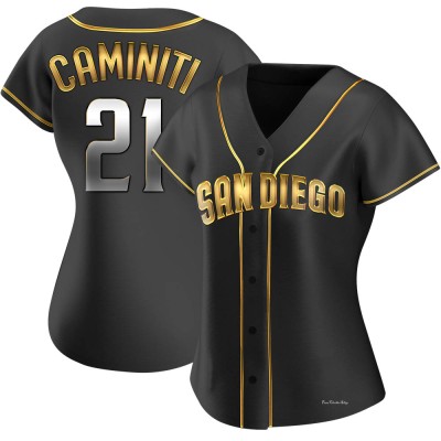 Women's Ken Caminiti San Diego Padres Replica Black Golden Alternate Jersey