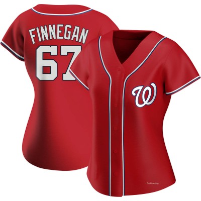 Women's Kyle Finnegan Washington Nationals Authentic Red Alternate Jersey