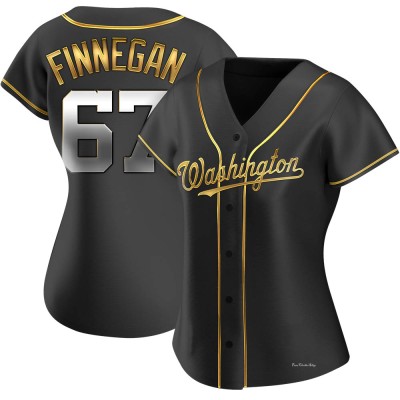 Women's Kyle Finnegan Washington Nationals Replica Black Golden Alternate Jersey