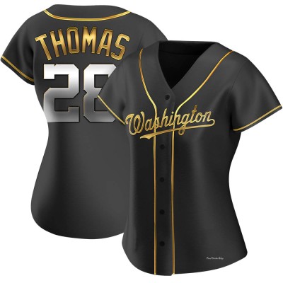 Women's Lane Thomas Washington Nationals Replica Black Golden Alternate Jersey