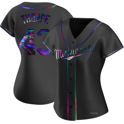 Women's Lewis Thorpe Minnesota Twins Replica Black Holographic Alternate Jersey