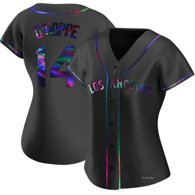 Women's Logan O'Hoppe Los Angeles Angels Replica Black Holographic Alternate Jersey