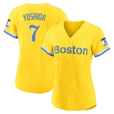 Women's Masataka Yoshida Boston Red Sox Authentic Gold/Light Blue 2021 City Connect Player Jersey