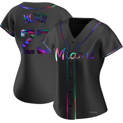 Women's Max Meyer Miami Marlins Replica Black Holographic Alternate Jersey