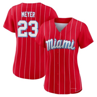 Women's Max Meyer Miami Marlins Replica Red 2021 City Connect Jersey