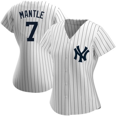 Women's Mickey Mantle New York Yankees Replica White Home Name Jersey