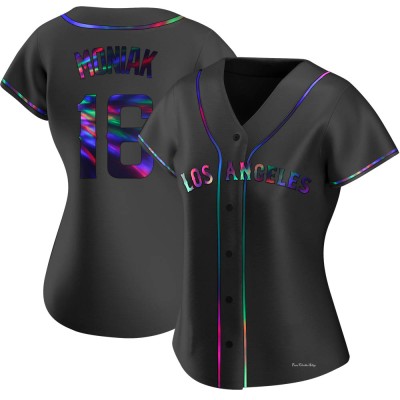 Women's Mickey Moniak Los Angeles Angels Replica Black Holographic Alternate Jersey