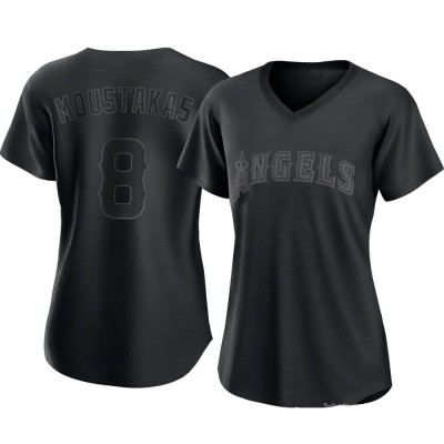 Women's Mike Moustakas Los Angeles Angels Authentic Black Pitch Fashion Jersey