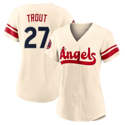 Women's Mike Trout Los Angeles Angels Authentic Cream 2022 City Connect Jersey