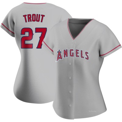 Women's Mike Trout Los Angeles Angels Authentic Silver Road Jersey