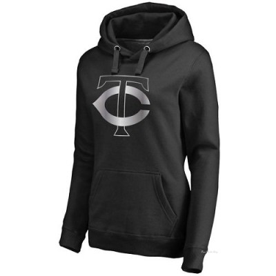 Women's Minnesota Twins Black Platinum Collection Pullover Hoodie -