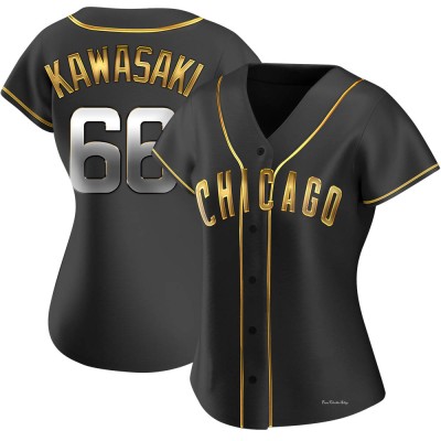 Women's Munenori Kawasaki Chicago Cubs Replica Black Golden Alternate Jersey