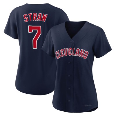 Women's Myles Straw Cleveland Guardians Authentic Navy Alternate Jersey