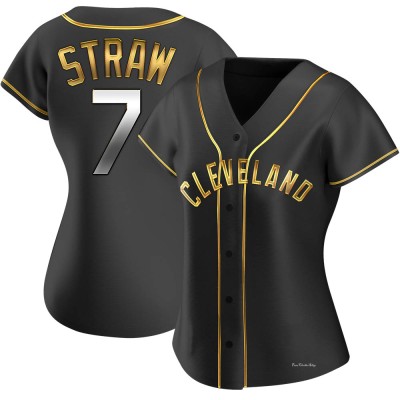 Women's Myles Straw Cleveland Guardians Replica Black Golden Alternate Jersey